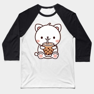 Cute Bear Drinking Bubble Tea Cartoon Boba Drawing Baseball T-Shirt